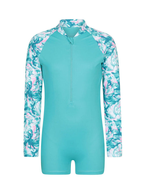 Dsiney Kidz - Mountain Warehouse Blue Mira Long Sleeve Kids Rash Shorty Swimsuit image 1