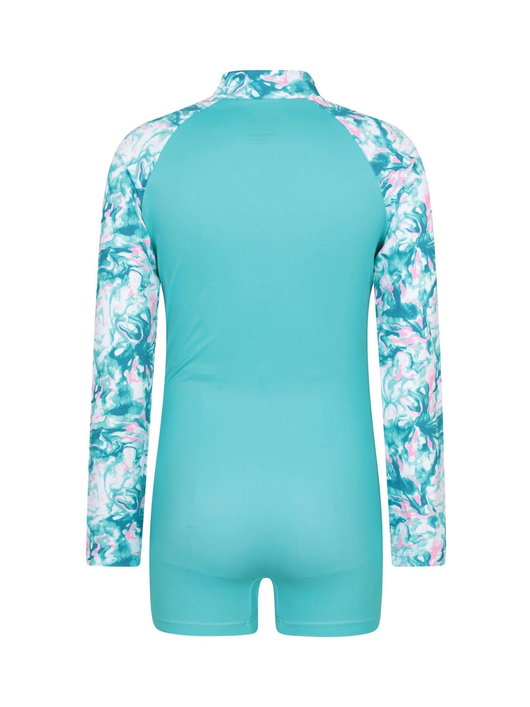 Mountain Warehouse Blue Mira Long Sleeve Kids Rash Shorty Swimsuit image 3