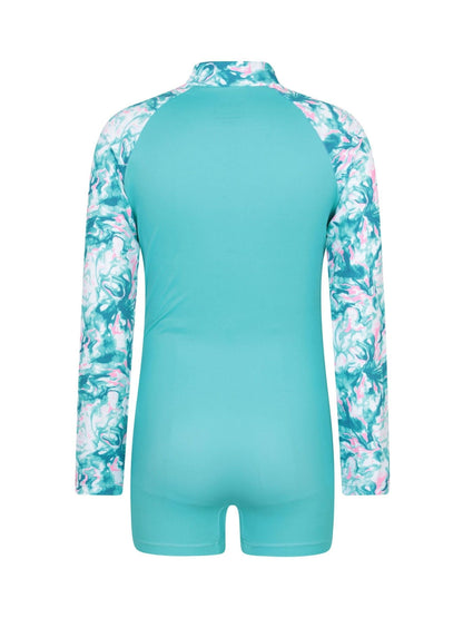Mountain Warehouse Blue Mira Long Sleeve Kids Rash Shorty Swimsuit image 3