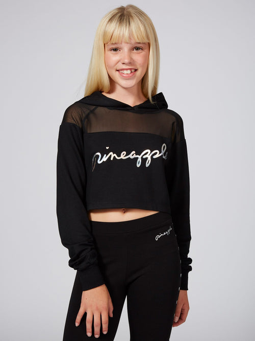 Pineapple Black Mesh Panel Crop Hoodie image 1