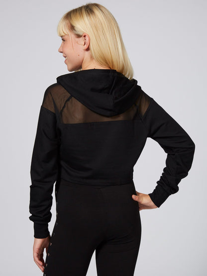 Pineapple Black Mesh Panel Crop Hoodie image 2