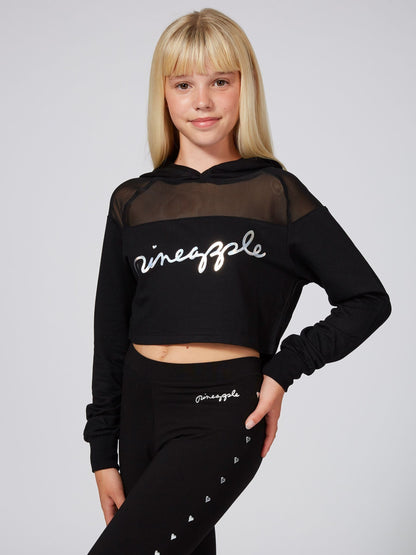 Pineapple Black Mesh Panel Crop Hoodie image 4