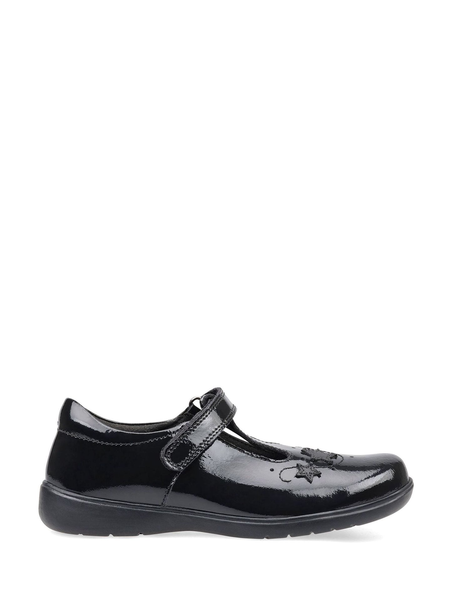 Start Rite Black Patent Standard Fit Star Jump T-Bar Leather School Shoes image 1