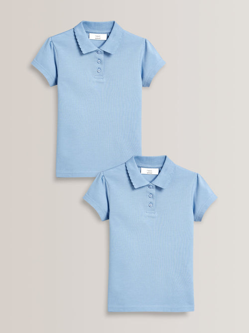 Dsiney Kidz - Blue Regular Fit Girls 2 Pack Cotton Short Sleeve Polo Shirts (3-16yrs) image 1
