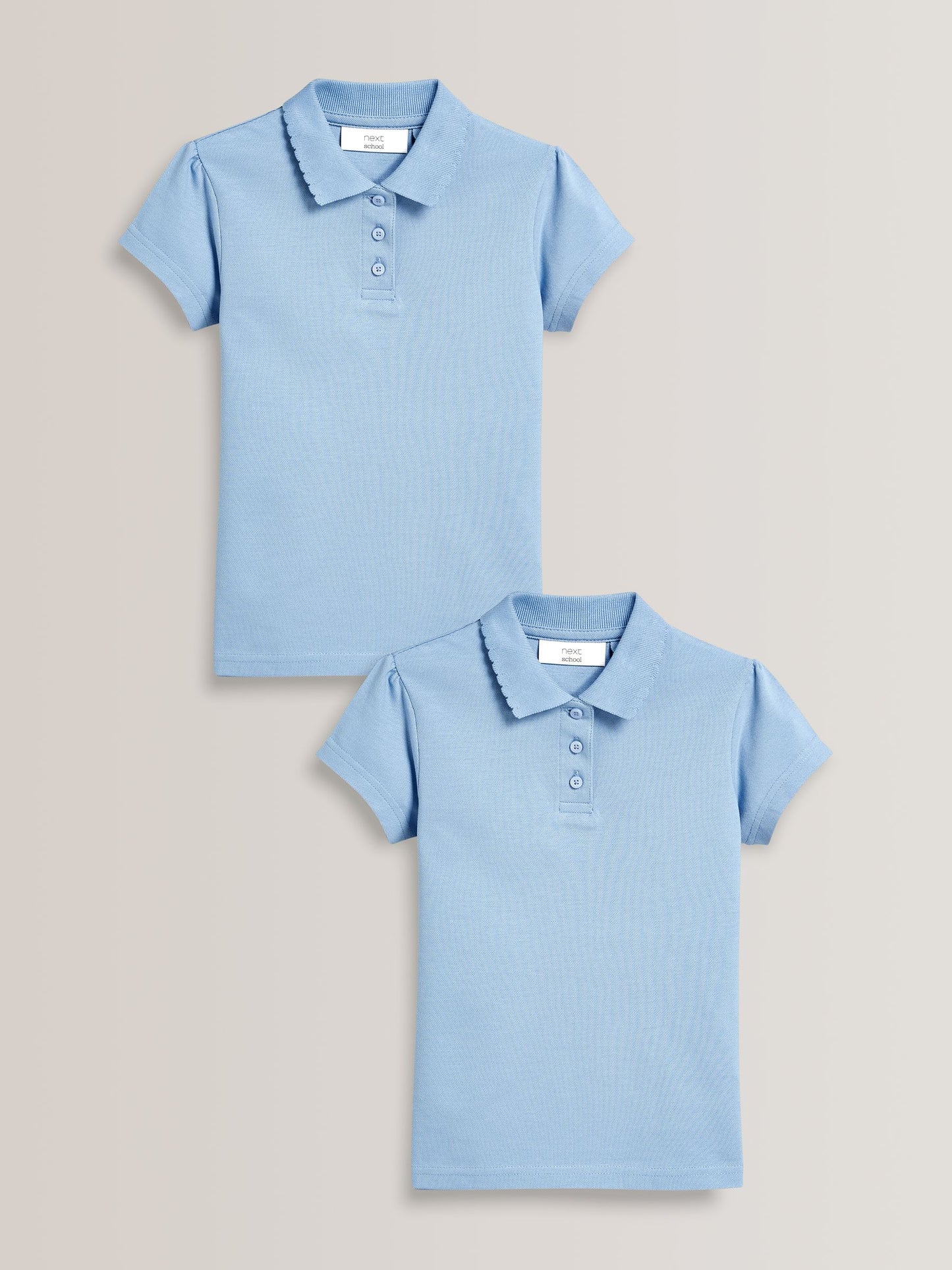 Dsiney Kidz - Blue Regular Fit Girls 2 Pack Cotton Short Sleeve Polo Shirts (3-16yrs) image 1