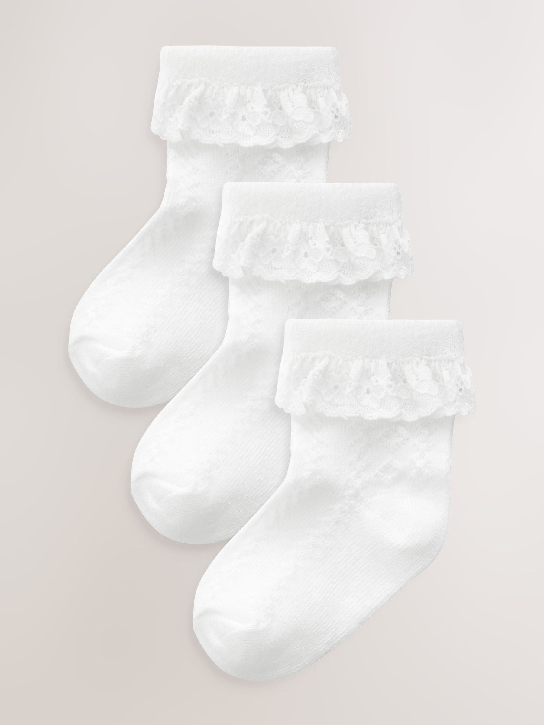 White Lace Baby Socks 3 Pack image 1