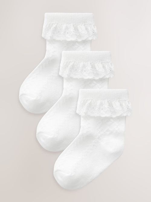 White Lace Baby Socks 3 Pack image 1