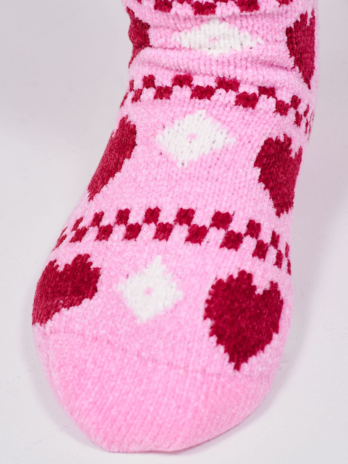 Loungeable Pink Heart Pattern Chenille Slipper Socks - image 4