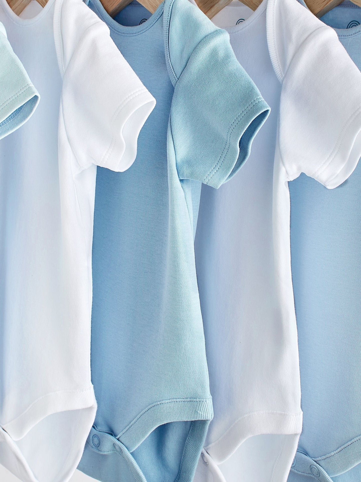 Blue/White 5 Pack Plain Baby Bodysuits image 4