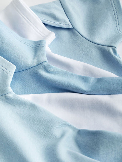 Blue/White 5 Pack Plain Baby Bodysuits image 5