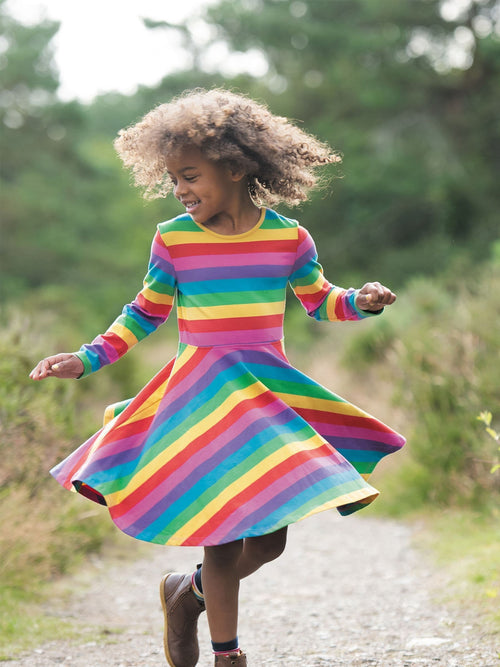 Dsiney Kidz - Pink Cotton Rich Rainbow Full Skirt Skater Dress image 1