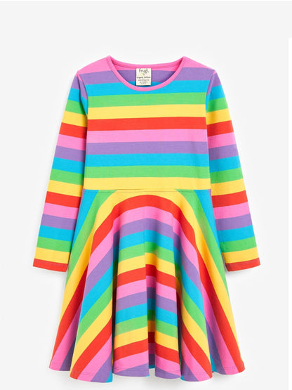 Pink Cotton Rich Rainbow Full Skirt Skater Dress image 2