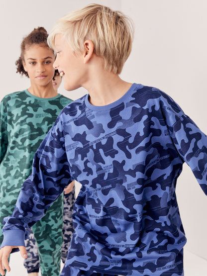 Grey/Blue/Green Camouflage Long Sleeve Pyjamas 3 Pack (3-16yrs) image 4
