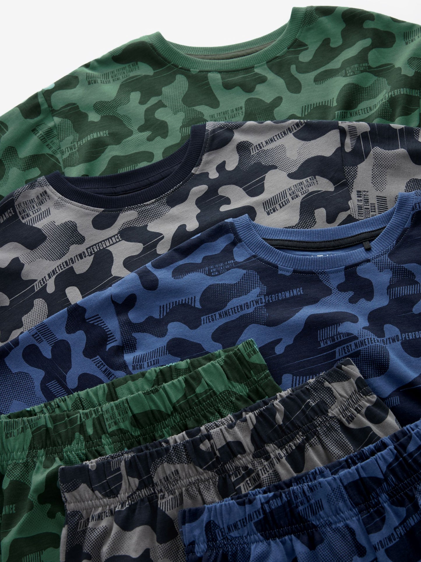 Grey/Blue/Green Camouflage Long Sleeve Pyjamas 3 Pack (3-16yrs) image 5