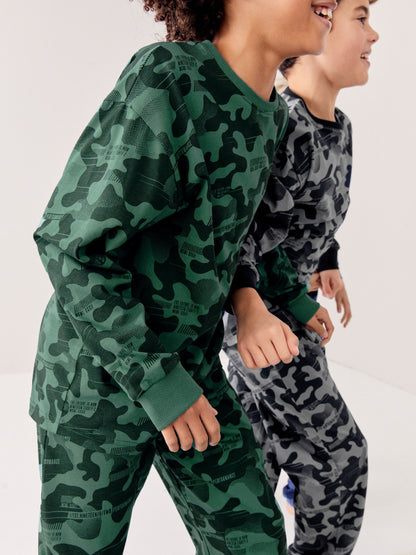 Grey/Blue/Green Camouflage Long Sleeve Pyjamas 3 Pack (3-16yrs) image 6