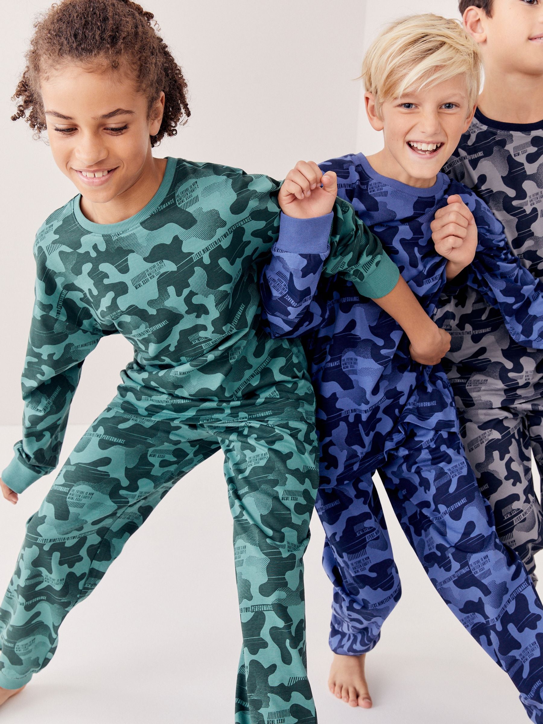 Grey/Blue/Green Camouflage Long Sleeve Pyjamas 3 Pack (3-16yrs) image 9