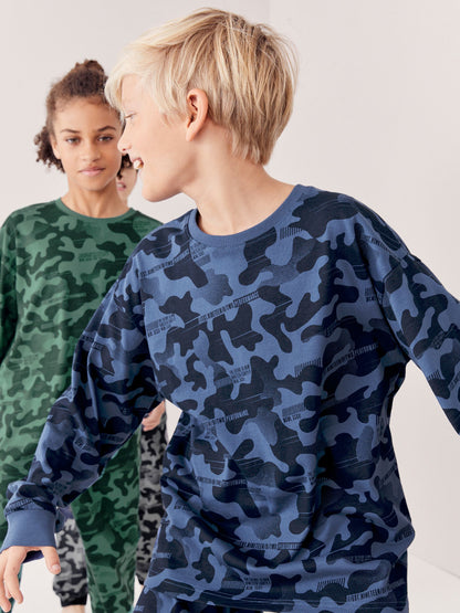 Grey/Blue/Green Camouflage Long Sleeve Pyjamas 3 Pack (3-16yrs) image 10