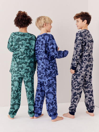 Grey/Blue/Green Camouflage Long Sleeve Pyjamas 3 Pack (3-16yrs) image 11