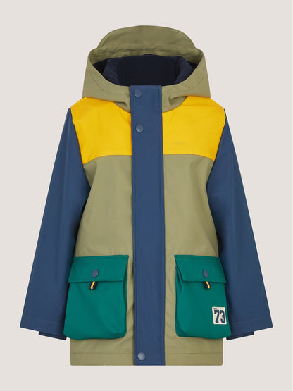Dsiney Kidz - Monsoon Green Colourblock Water-Resistant Rain Jacket image 1