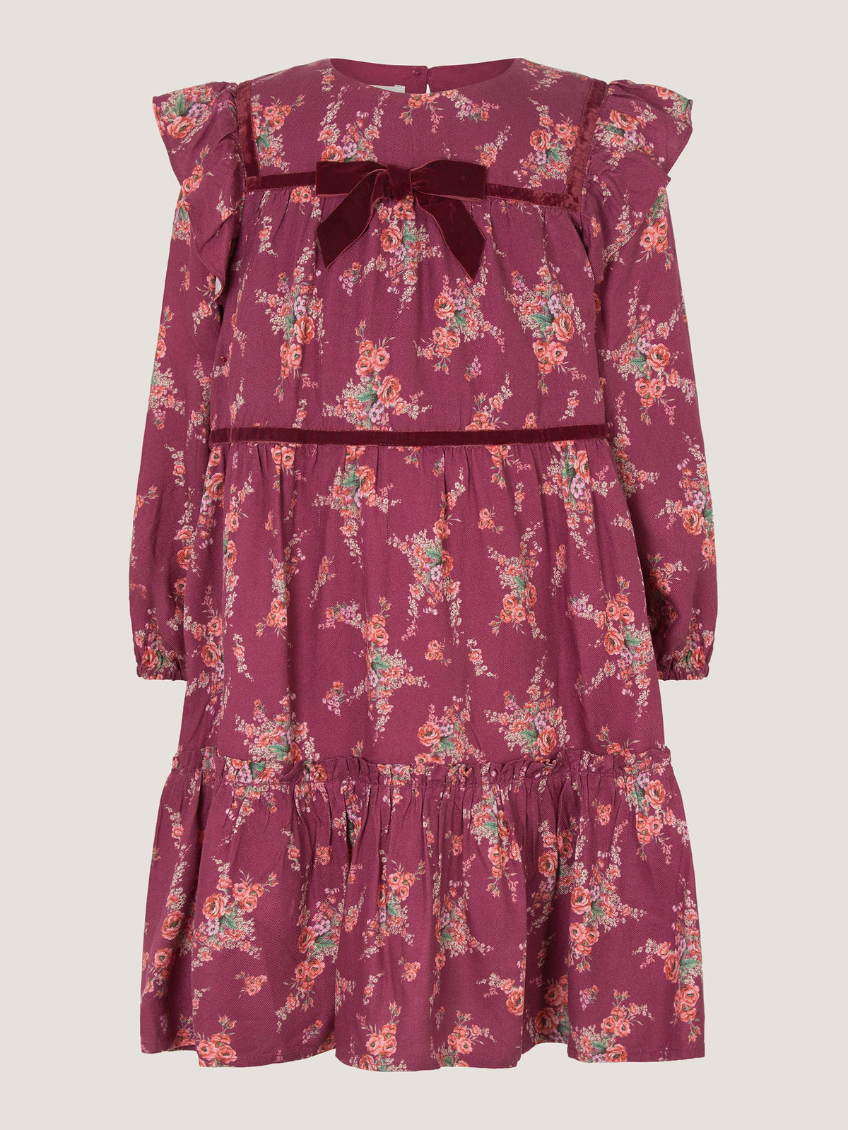 Monsoon Red Long Sleeve Floral Print Dress - image 1