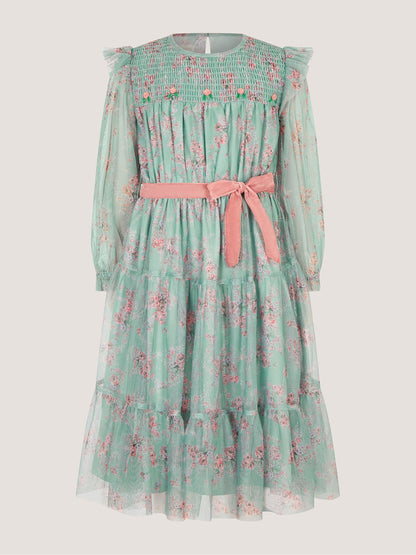 Dsiney Kidz - Monsoon Green Ditsy Floral Print Belted Dress image 2