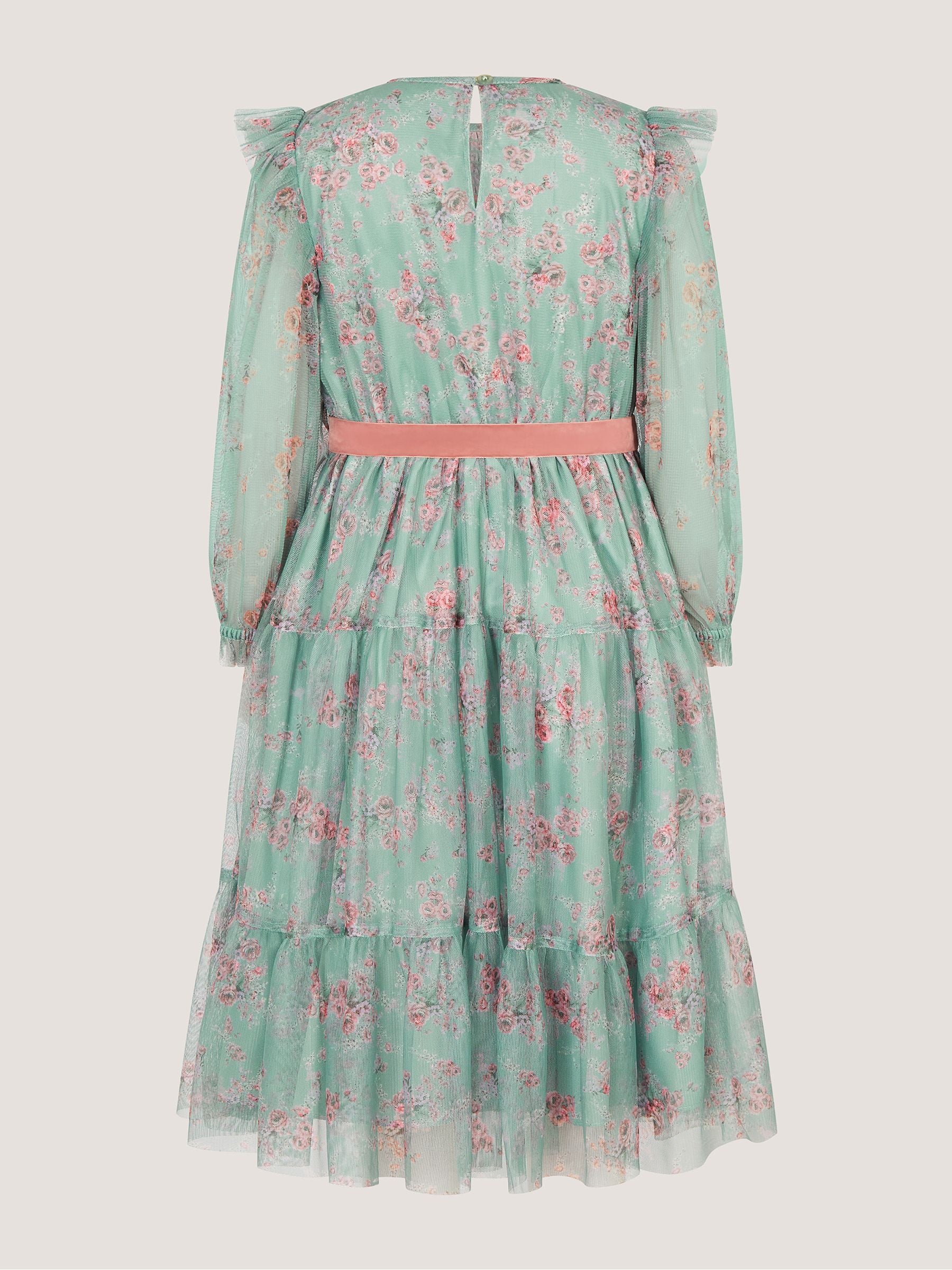 Dsiney Kidz - Monsoon Green Ditsy Floral Print Belted Dress image 3