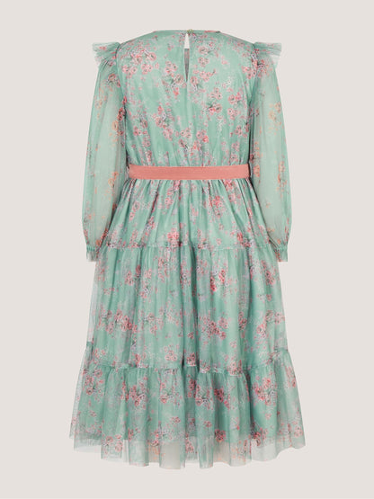 Dsiney Kidz - Monsoon Green Ditsy Floral Print Belted Dress image 3