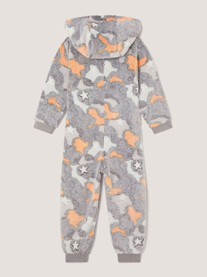 Dsiney Kidz - Monsoon Grey Glow In The Dark Camo Fleece Onesie image 2