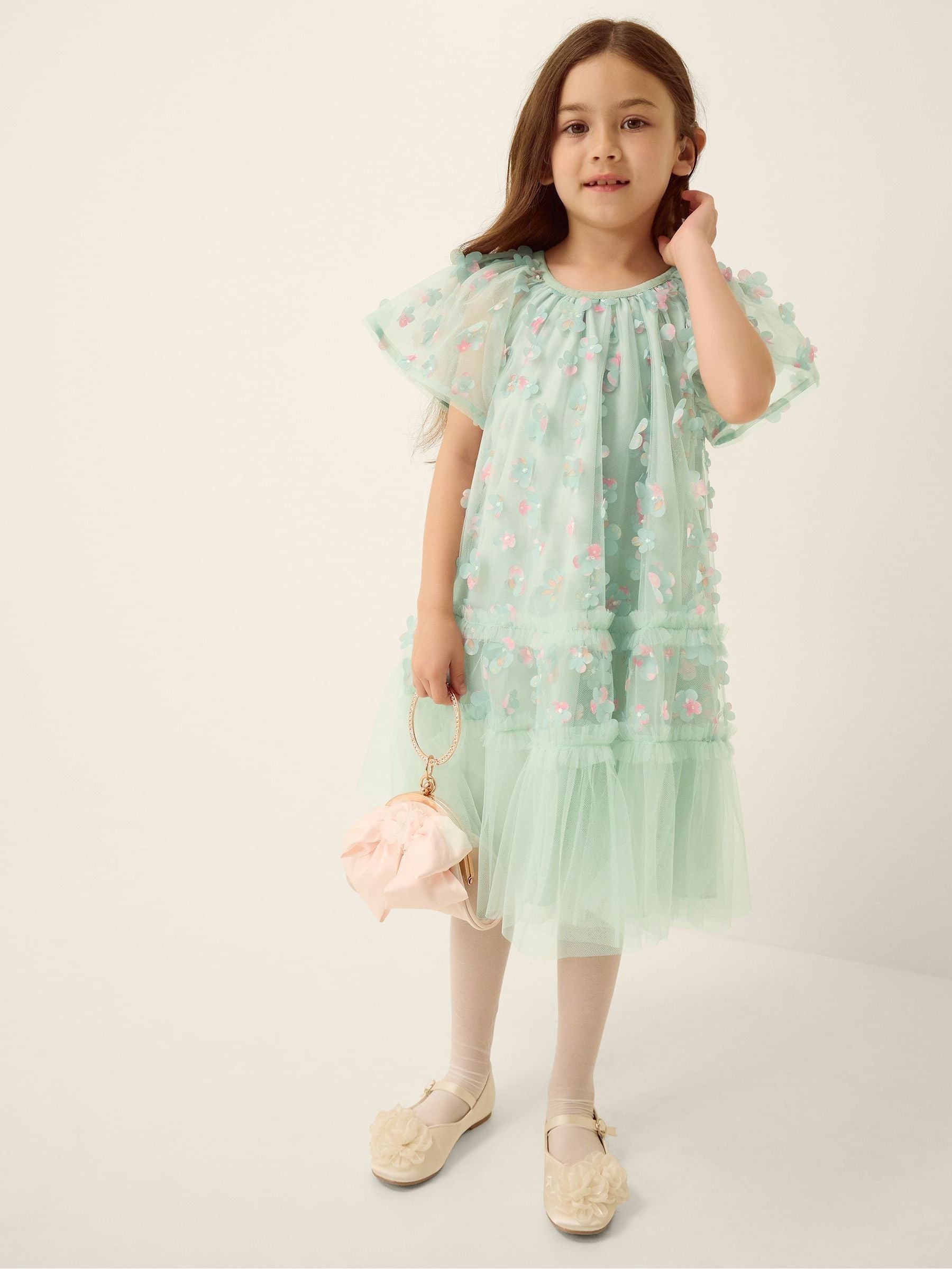Dsiney Kidz - Monsoon Green Kala Floral Appliqué Party Dress image 1