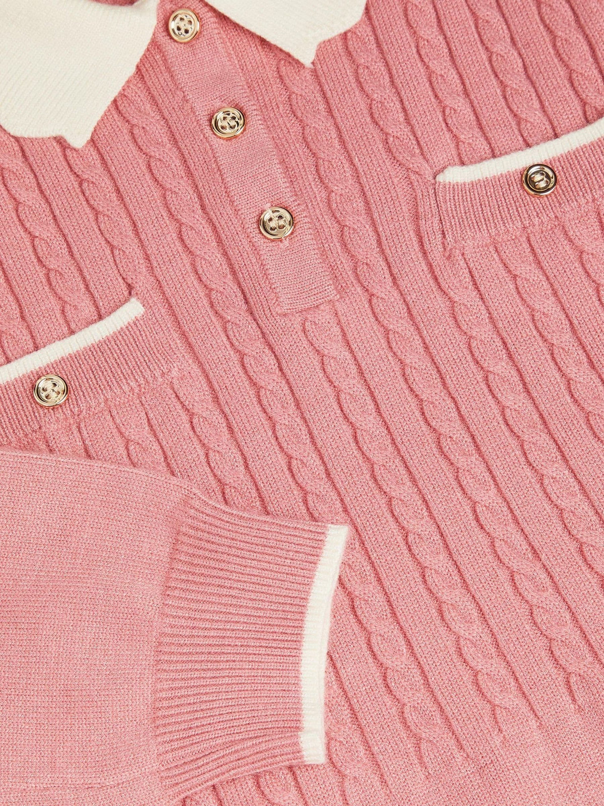 Dsiney Kidz - Monsoon Pink Long Sleeve Cable Knitted Dress image 3