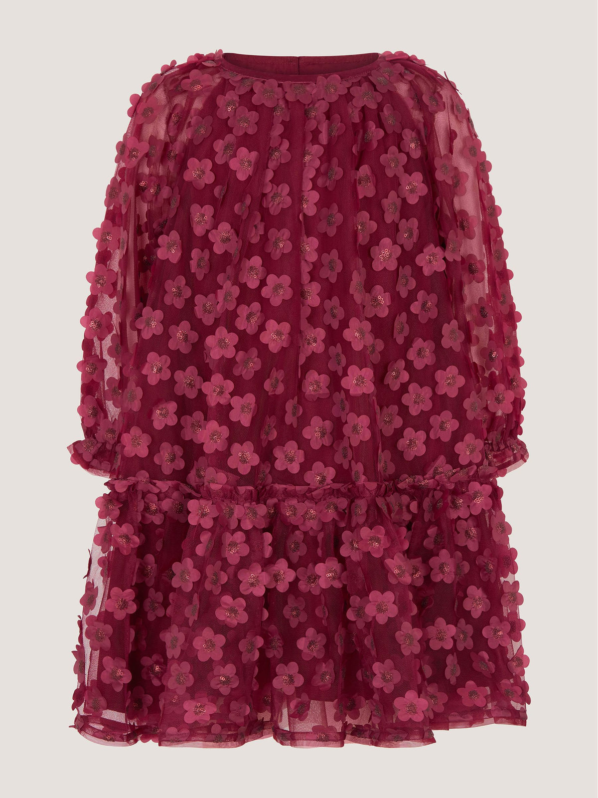 Dsiney Kidz - Monsoon Red Nayla Long Sleeve Appliqué Party Dress image 1