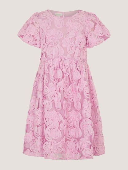 Dsiney Kidz - Monsoon Pink Short Sleeve Textured Floral Dress image 2
