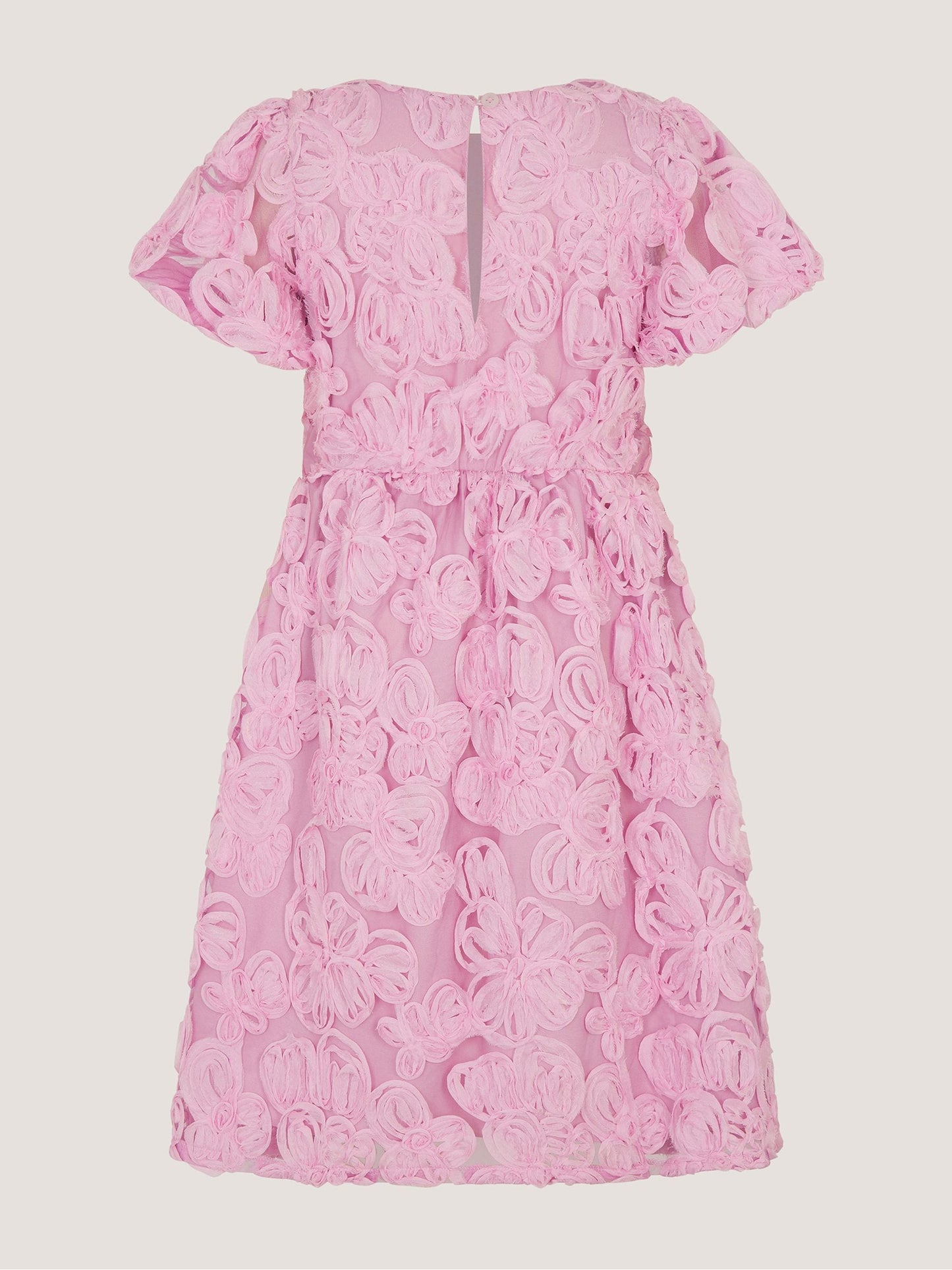 Dsiney Kidz - Monsoon Pink Short Sleeve Textured Floral Dress image 3