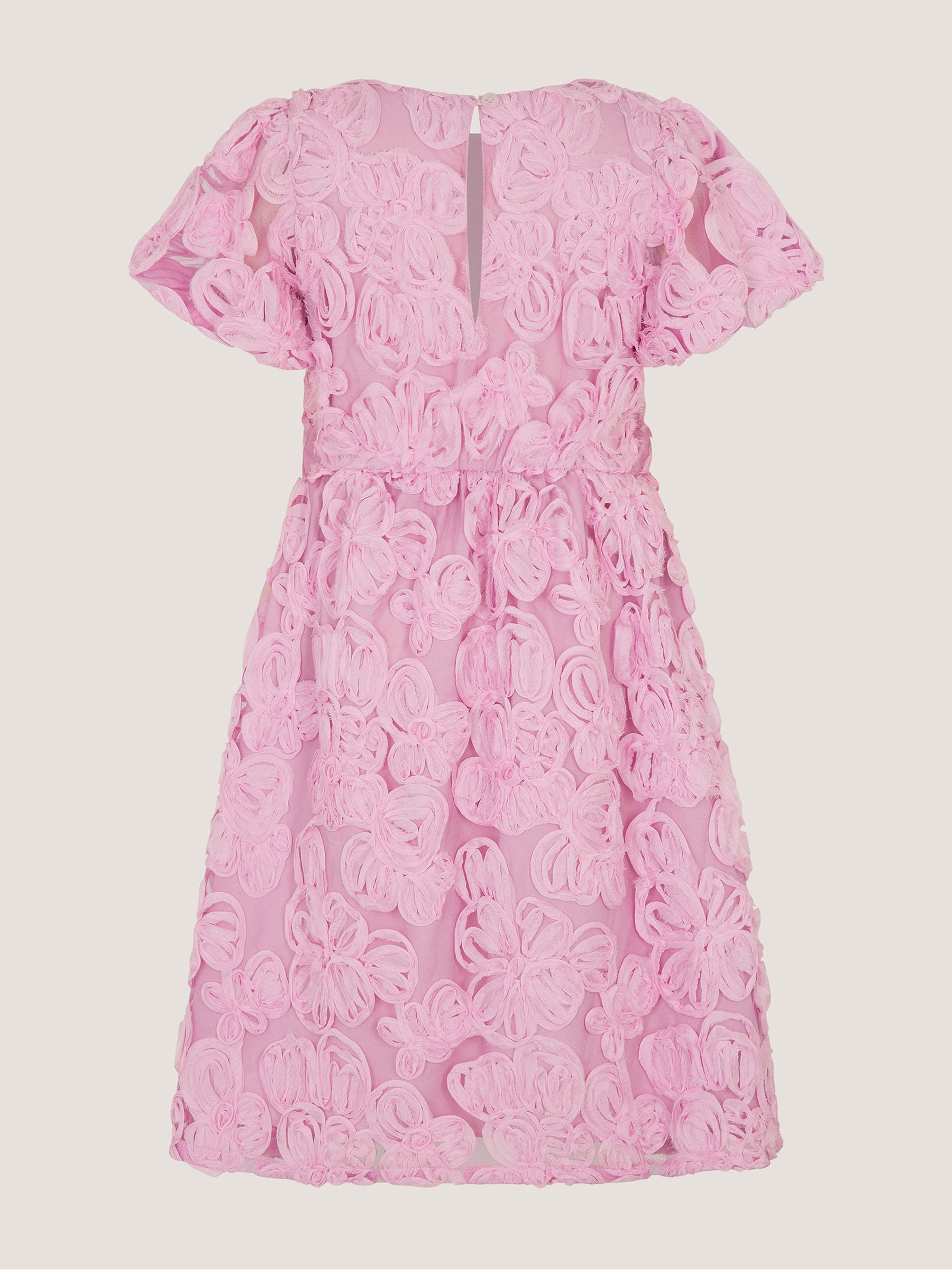 Dsiney Kidz - Monsoon Pink Short Sleeve Textured Floral Dress image 3