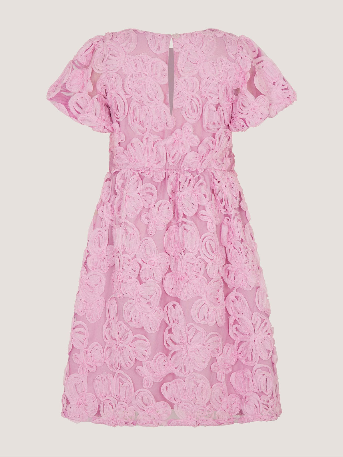 Dsiney Kidz - Monsoon Pink Short Sleeve Textured Floral Dress image 3