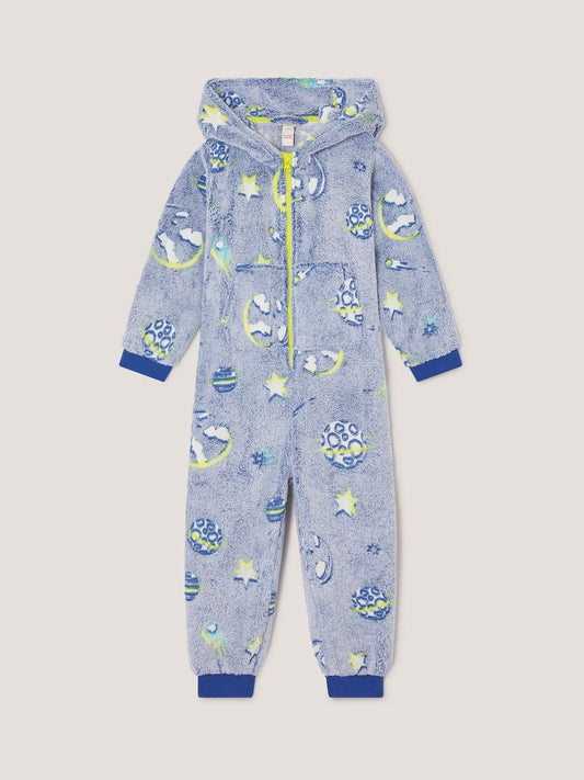 Dsiney Kidz - Monsoon Blue Glow In The Dark Camo Fleece Onesie image 1