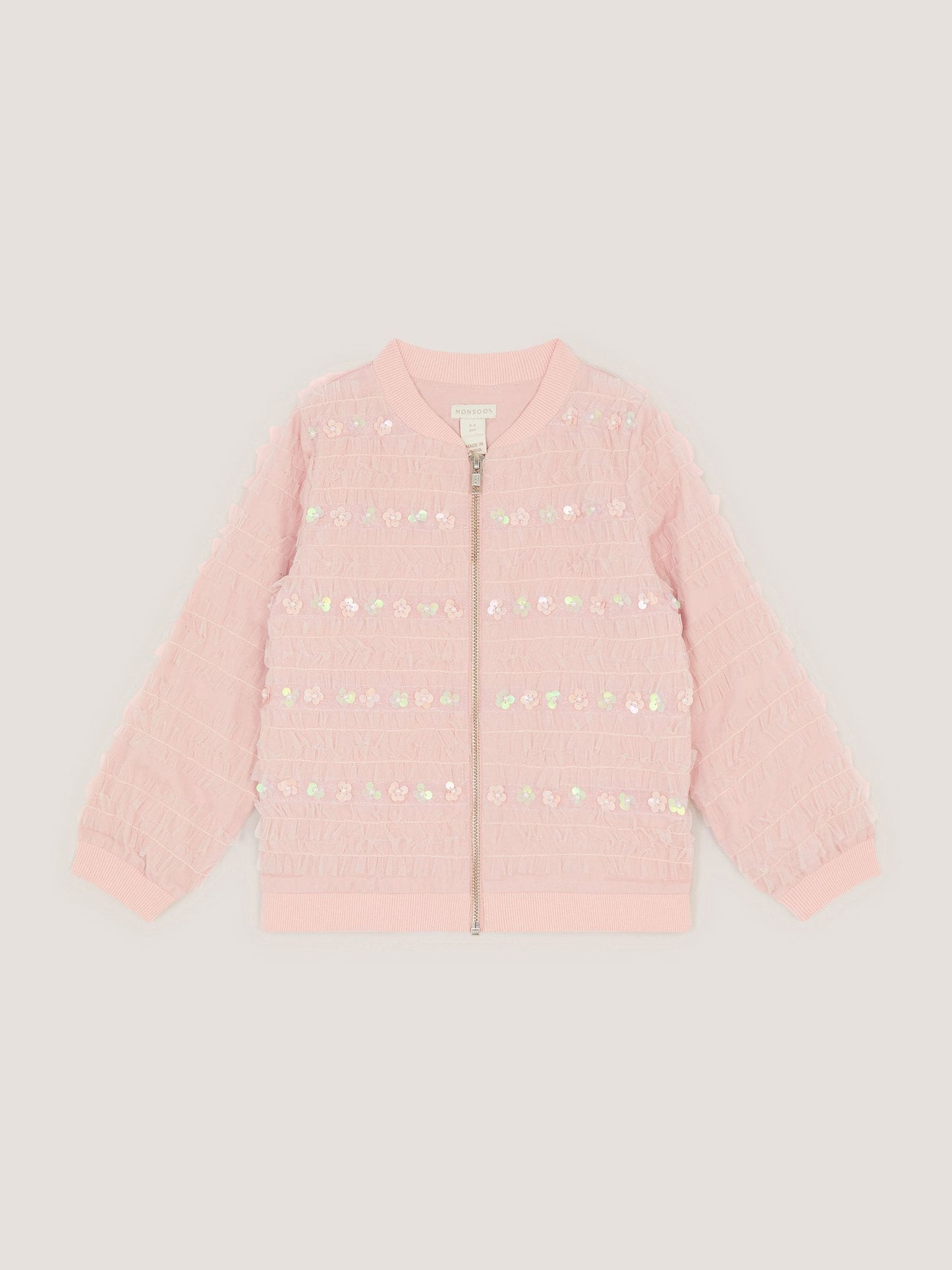 Dsiney Kidz - Monsoon Pink Carolyn Embellished Ruffle Bomber Jacket image 2