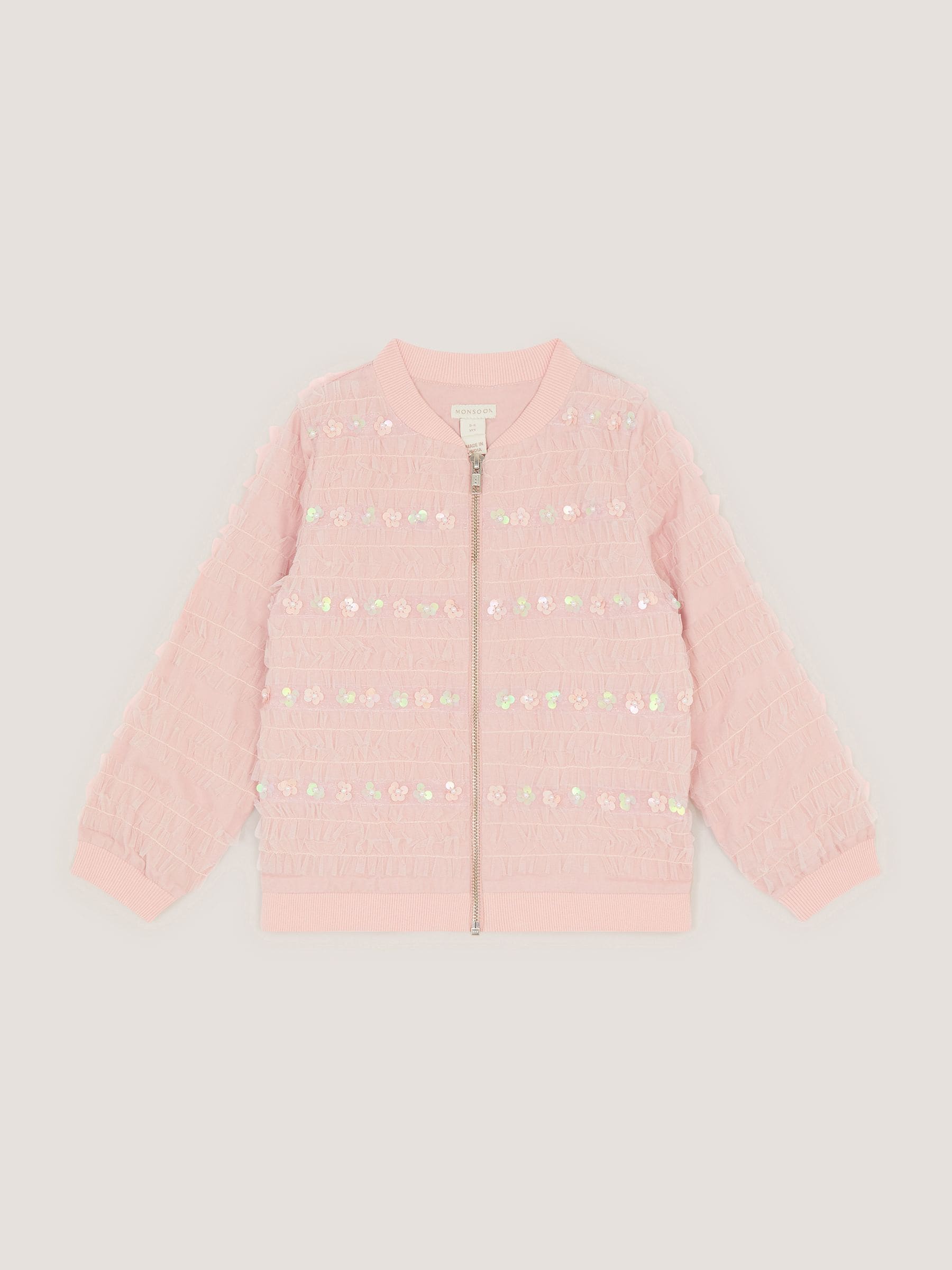 Dsiney Kidz - Monsoon Pink Carolyn Embellished Ruffle Bomber Jacket image 2