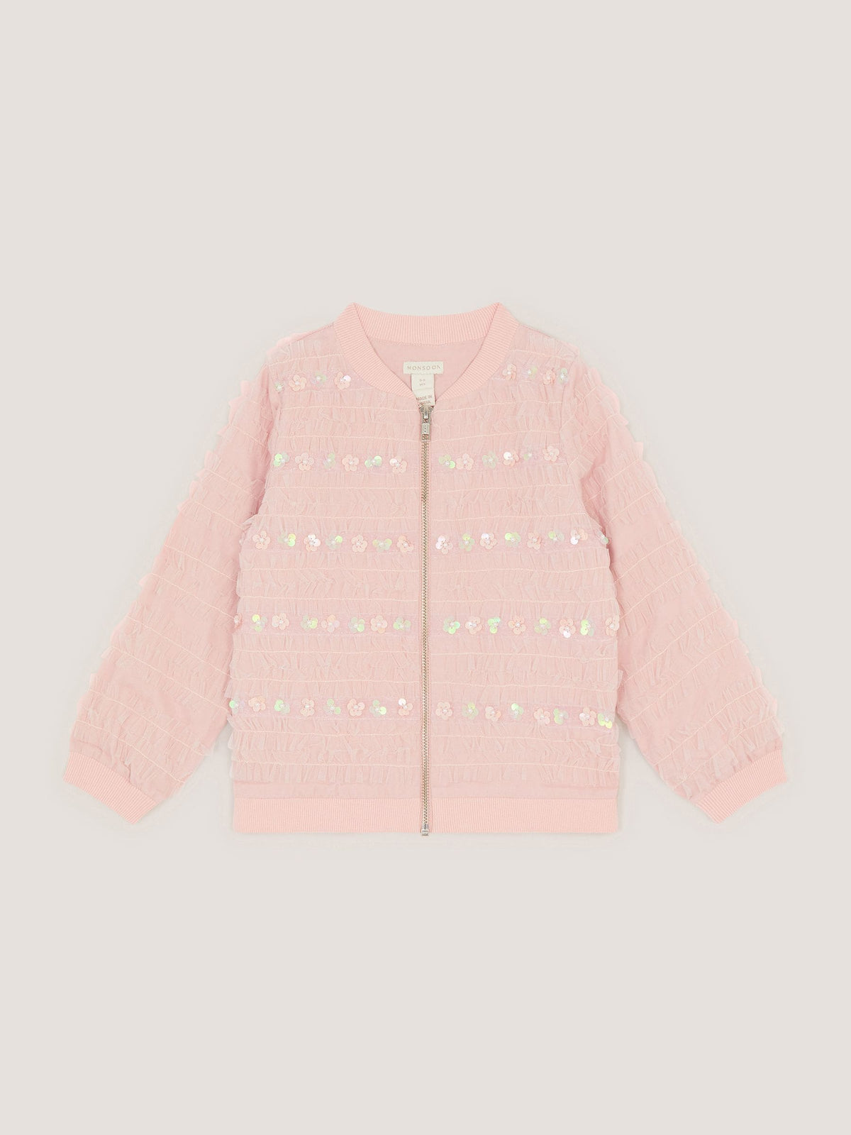 Dsiney Kidz - Monsoon Pink Carolyn Embellished Ruffle Bomber Jacket image 2