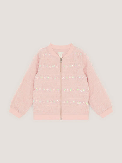 Dsiney Kidz - Monsoon Pink Carolyn Embellished Ruffle Bomber Jacket image 2