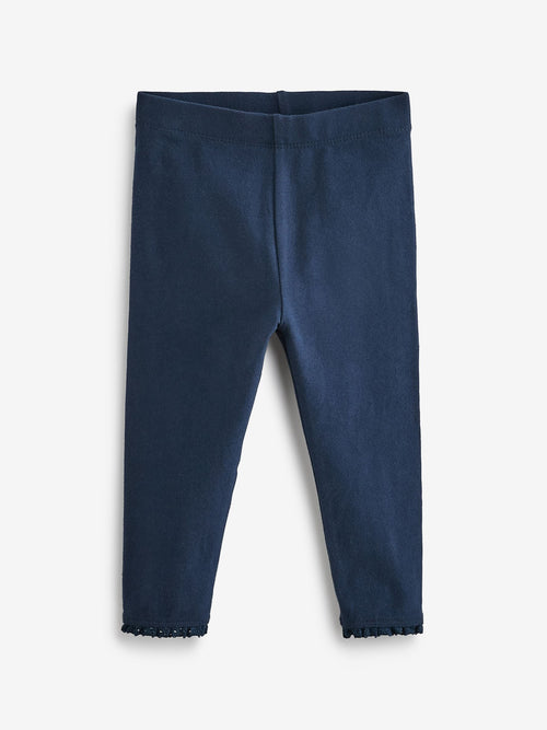 Navy Blue Lace Trim Leggings (3mths-7yrs) image 1