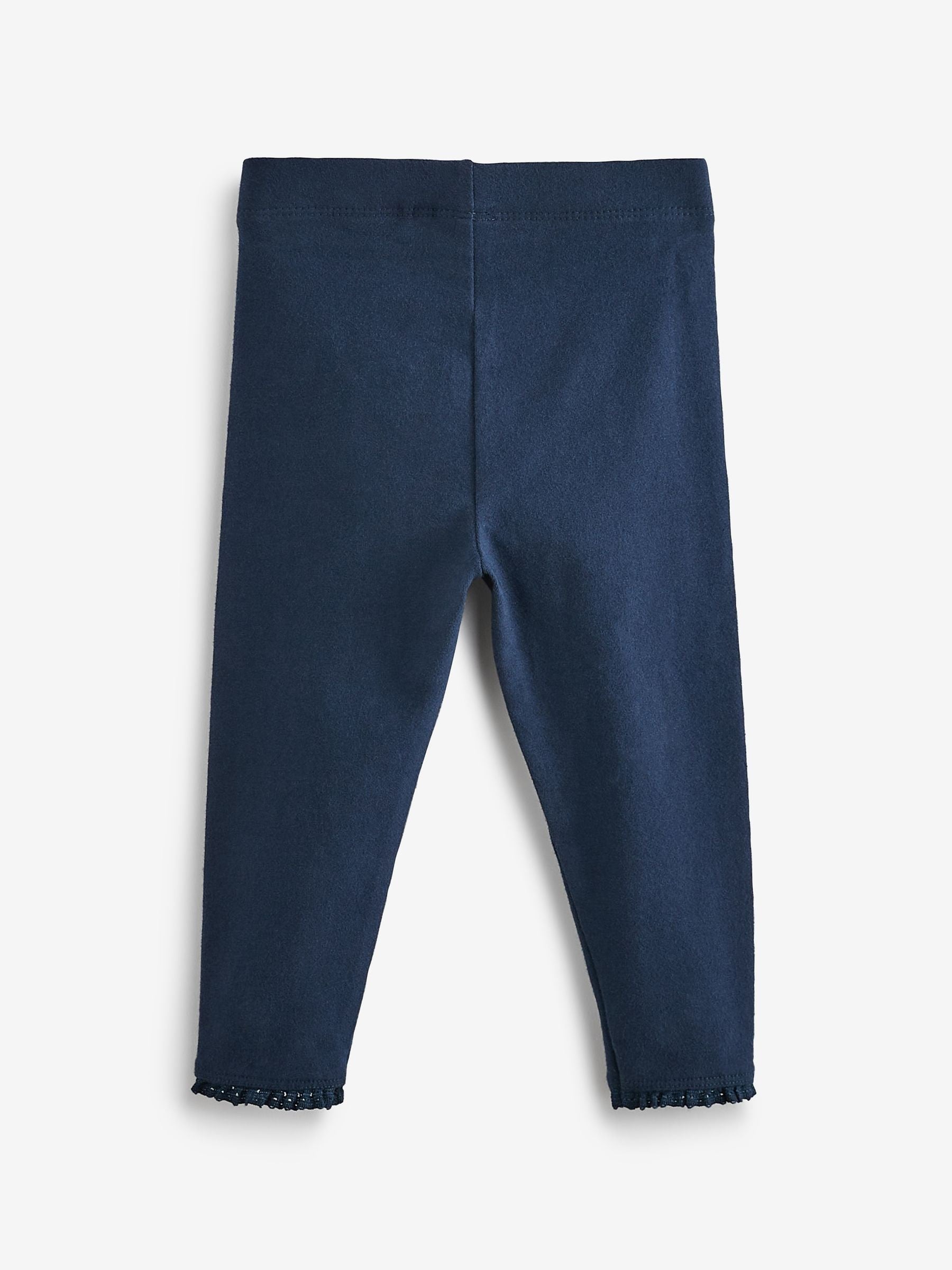 Navy Blue Lace Trim Leggings (3mths-7yrs) image 2