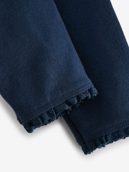 Navy Blue Lace Trim Leggings (3mths-7yrs) image 3