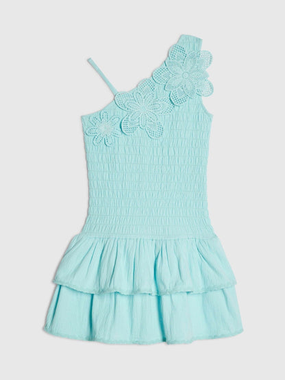 River Island Blue Asymmetric Crochet Flower Dress image 1