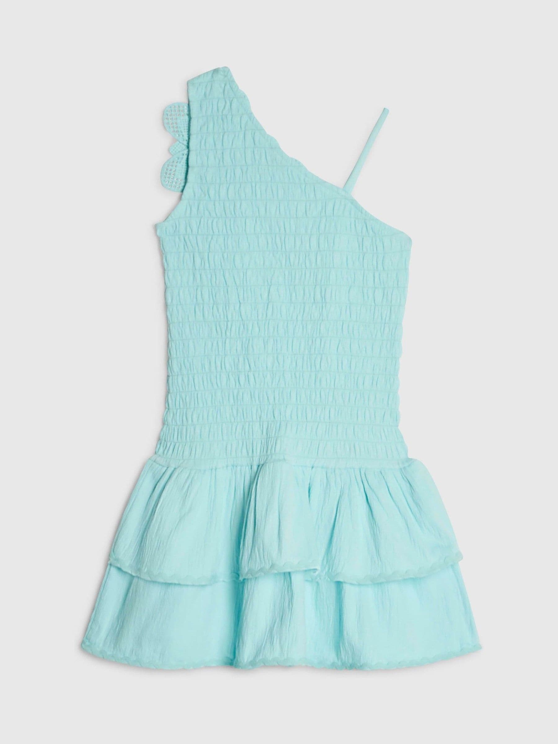 River Island Blue Asymmetric Crochet Flower Dress image 2