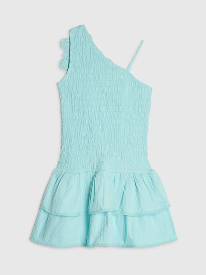 River Island Blue Asymmetric Crochet Flower Dress image 2