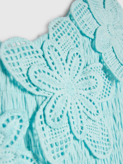 River Island Blue Asymmetric Crochet Flower Dress image 3