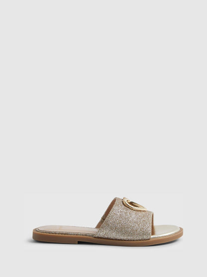 River Island Gold Heart Cutout Mule Sandals image 1