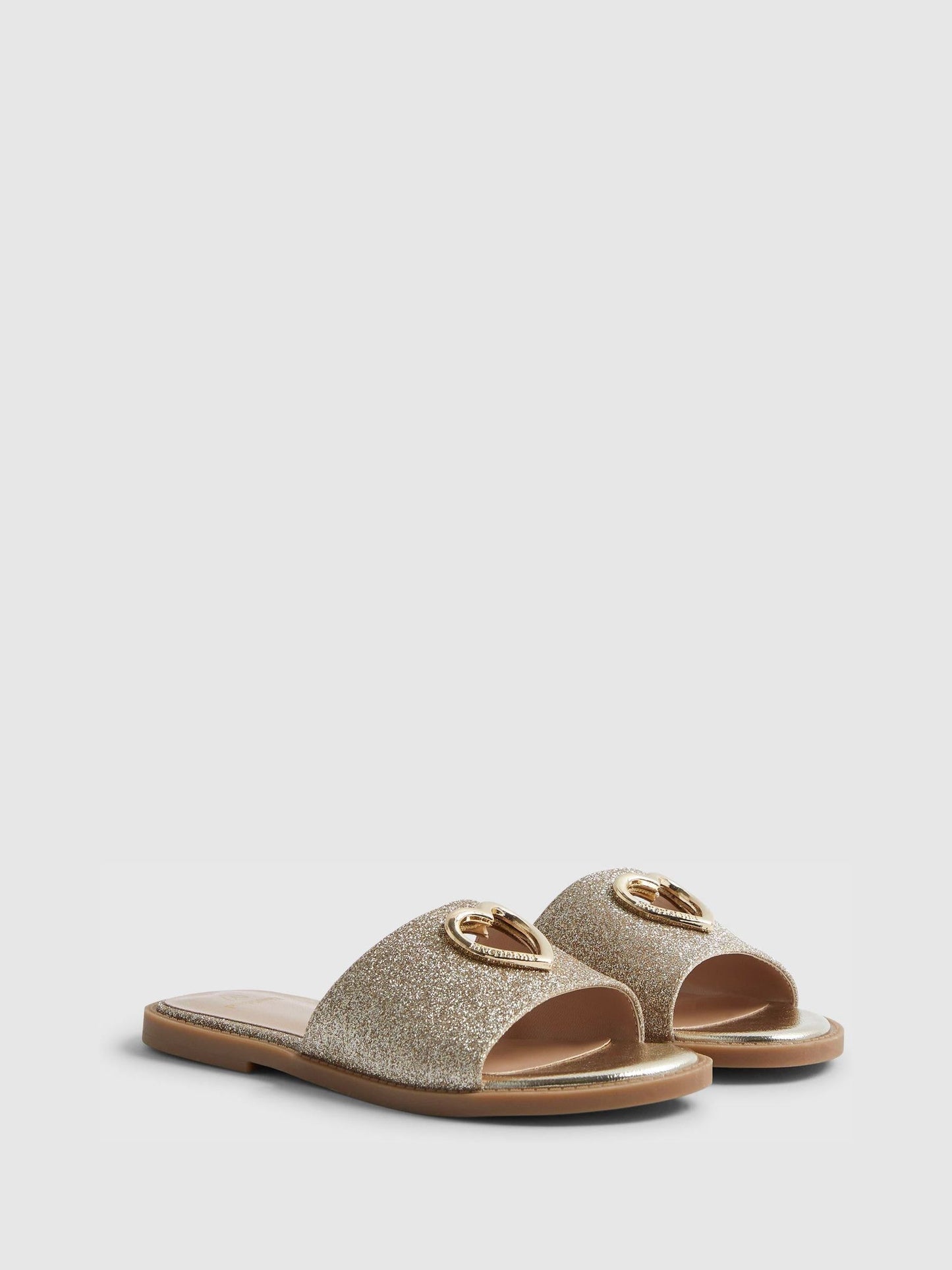 River Island Gold Heart Cutout Mule Sandals image 2