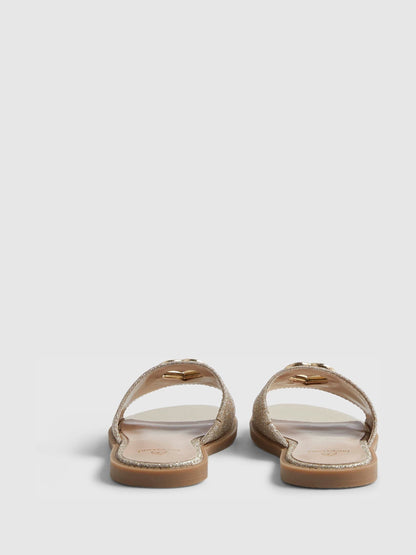 River Island Gold Heart Cutout Mule Sandals image 3